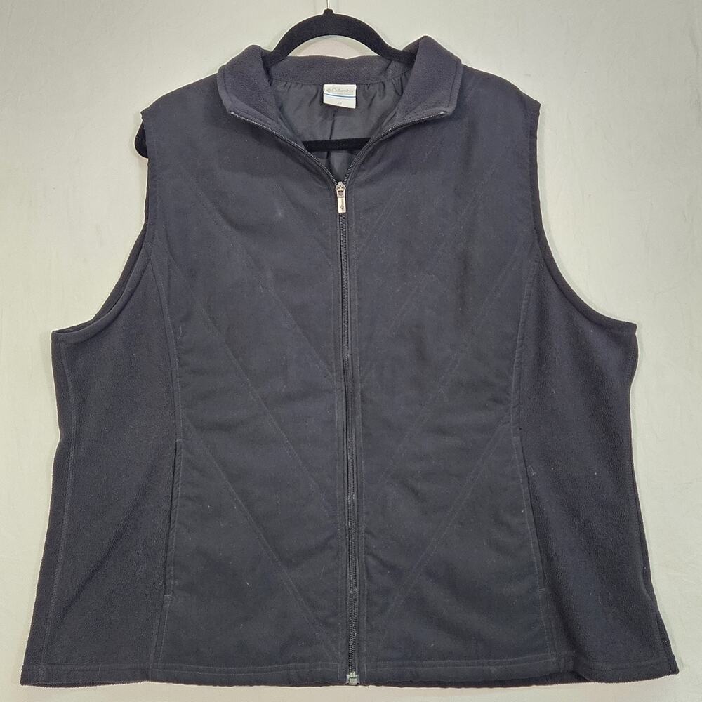 Columbia Vest Womens 2XL Black Full Zip Fleece Side Panels 69724